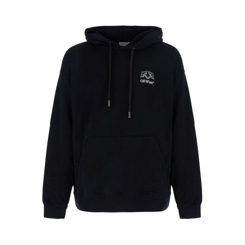 Off-White Men Hoodie Off-White With Logo And Long Sleeves In Black Cotton Unisex
